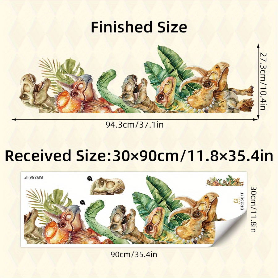 Image of 1pc Watercolor Dinosaur Self-adhesive Pvc Wall Stickers For Door Bedroom Decoration Home Removable Wall Decals Living Room Decor