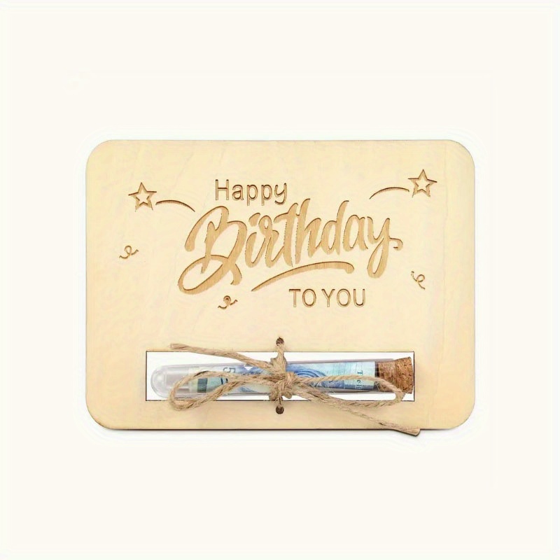 

1 Ensemble cadeau Anniversaire, carte d'anniversaire avec tube à et ficelle, artisanat en bois, cartes de vœux en bois, cadeaux élaborés spécialement pour les anniversaires