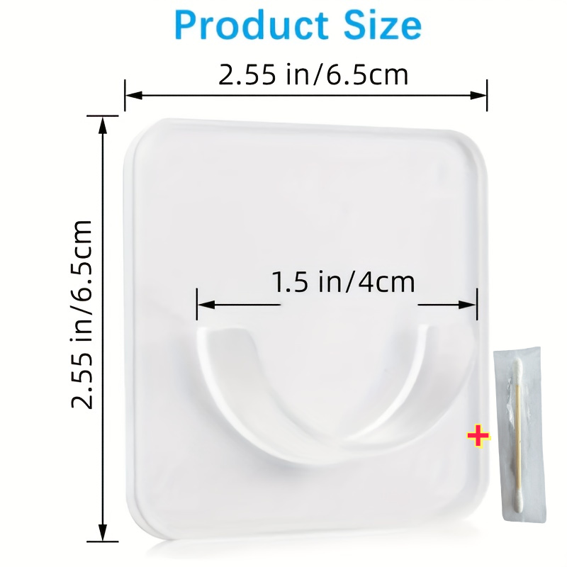 TEMU 2pcs No-drill Adhesive Curtain Rod Bracket- Transparent Abs Plastic Wall-mounted Shower& Window Holder, Strong Fixation, Non-damaging Wall