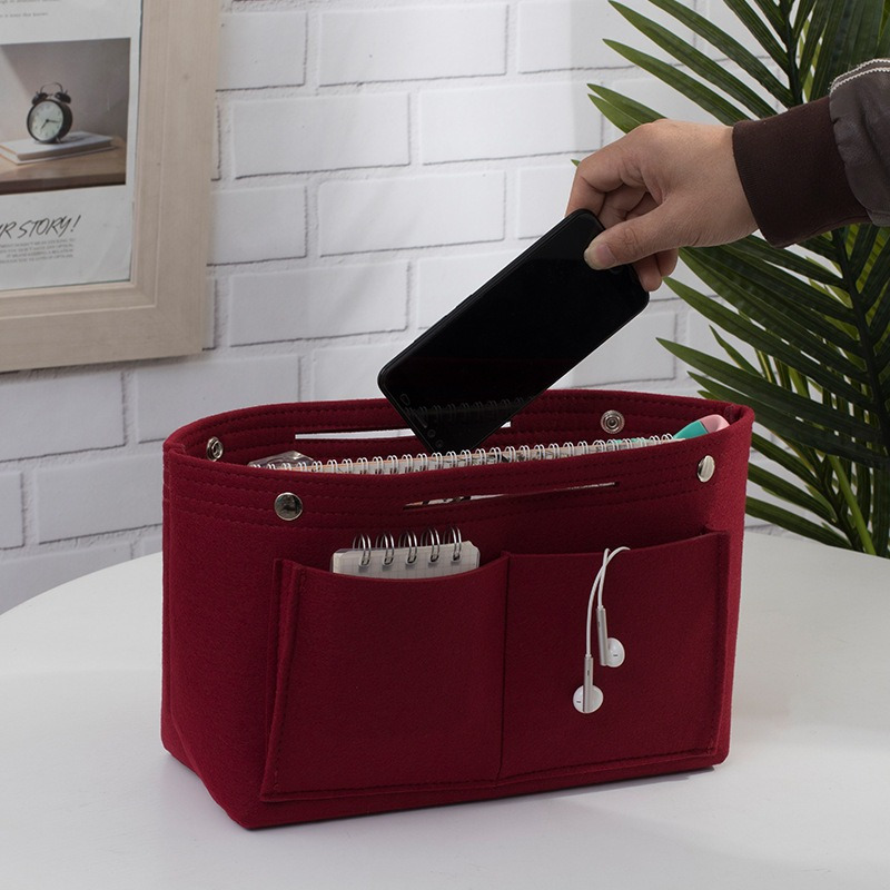 

Fashionable Felt Storage Bag, Double-layer Makeup Bag, Travel Organizer, And , Red, Normal Waterproof, 10 In, Lock Closure