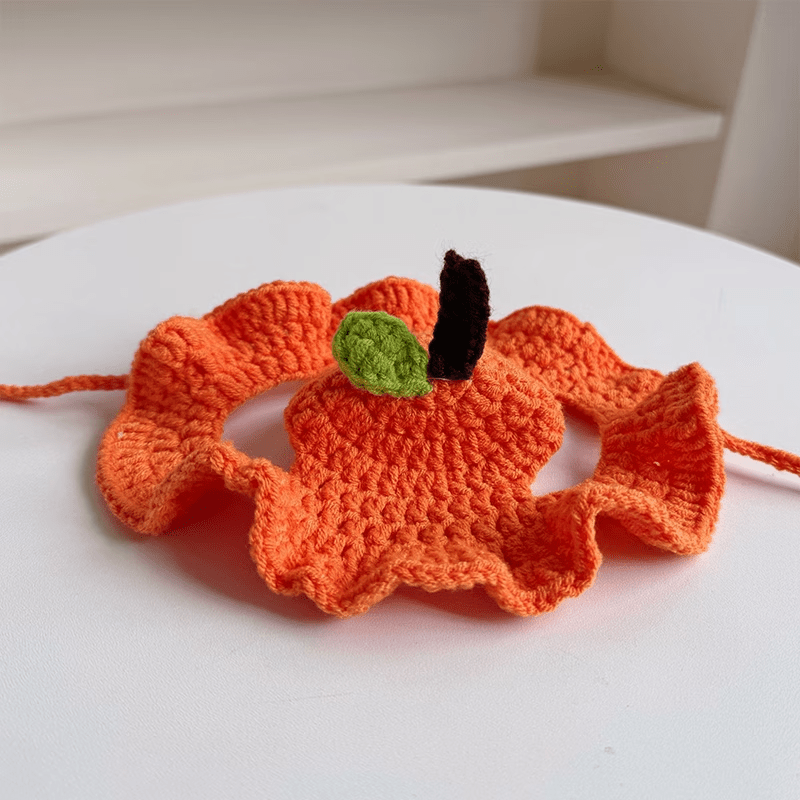 TEMU Bonnet Crochet Fait Main pour Chat et Chien - Sangle Réglable Adaptée aux Races et Tailles, Animal de Compagnie Doux et Confortable Orange avec