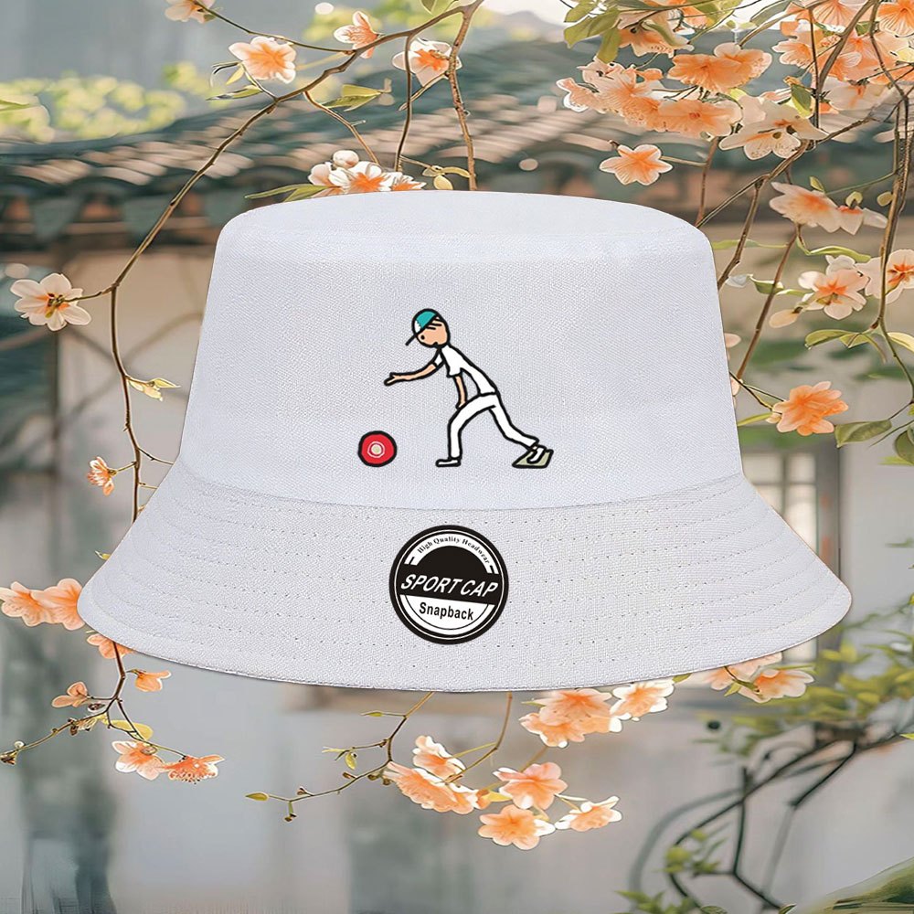 TEMU Men's Vintage Lawn Bowling Print Bucket - Retro Bowling Player Suitable For Father's Day Gifts, Birthdays, Outdoor Sports & Casual Wear, Lawn