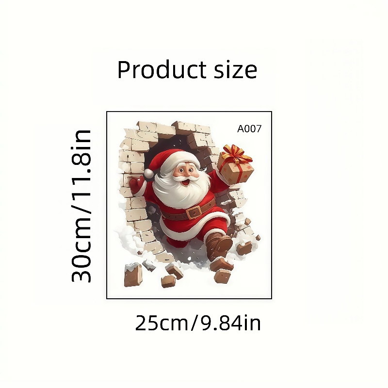 A Santa Claus Wall Sticker That Through The Wall - Removable Vinyl Christmas Decals, Suitable For Living Room And Home Decor, Easy To Apply, Christmas Wall Stickers, Gift, Decoration Halloween