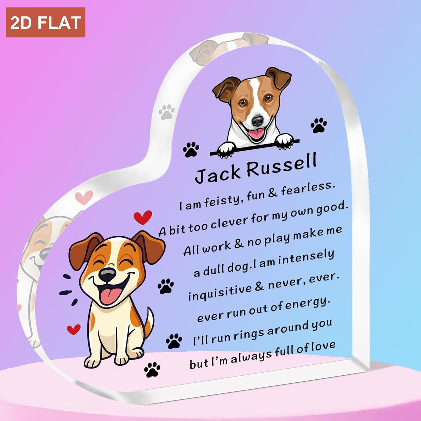 TEMU 2d Flat, Terrier Plaque Suitable For Dog Lover Gifts, Acrylic Desktop Decor With Terrier - Heart-shaped Or Flat Panel For Home, Christmas,