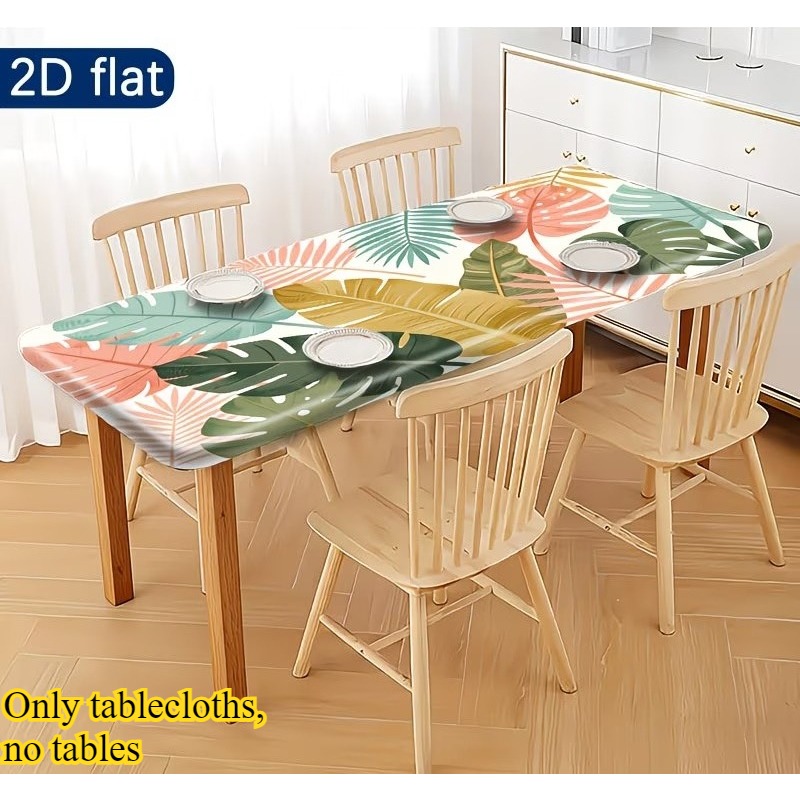 TEMU Mantel 2D de 1 pieza con de plantas para exterior, colores vibrantes, diseño de elástico, lavable a máquina, cubierta de mesa para exterior,