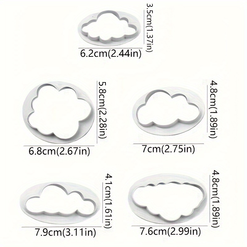 Image of Shaon 5pcs Cloud Flower Cut Cake Sugar Flipping Mold With Different Sizes, Biscuit Embossing Mold Suitable Restaurants, Food Trucks, Bakeries, Bakeware