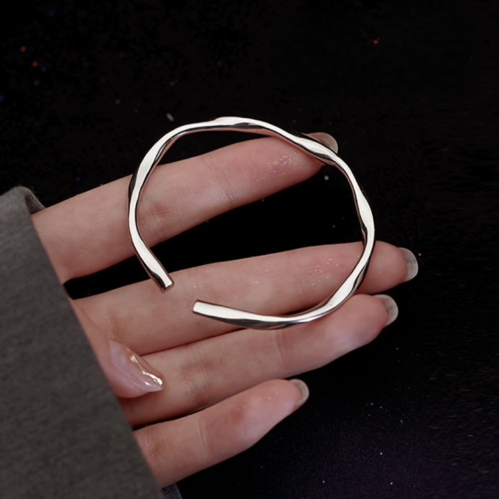 TEMU 1pc 925 Silver Plated Open Bracelet Elegant Luxury Delicate Easy Bracelet For Women