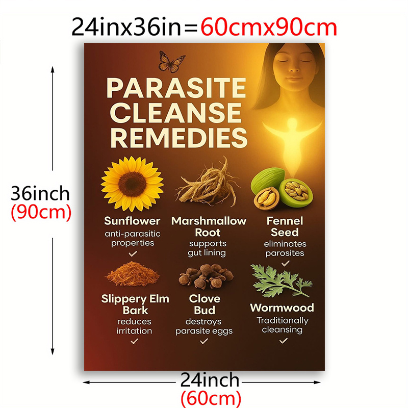 TEMU 2d Flat, 2d Flat, 1pc Unframed Canvas Poster, "detox Herbal Blend: Sunflower, Root, Seed, Slippery Elm Bark, Bud And Wormwood Health Art", 2d