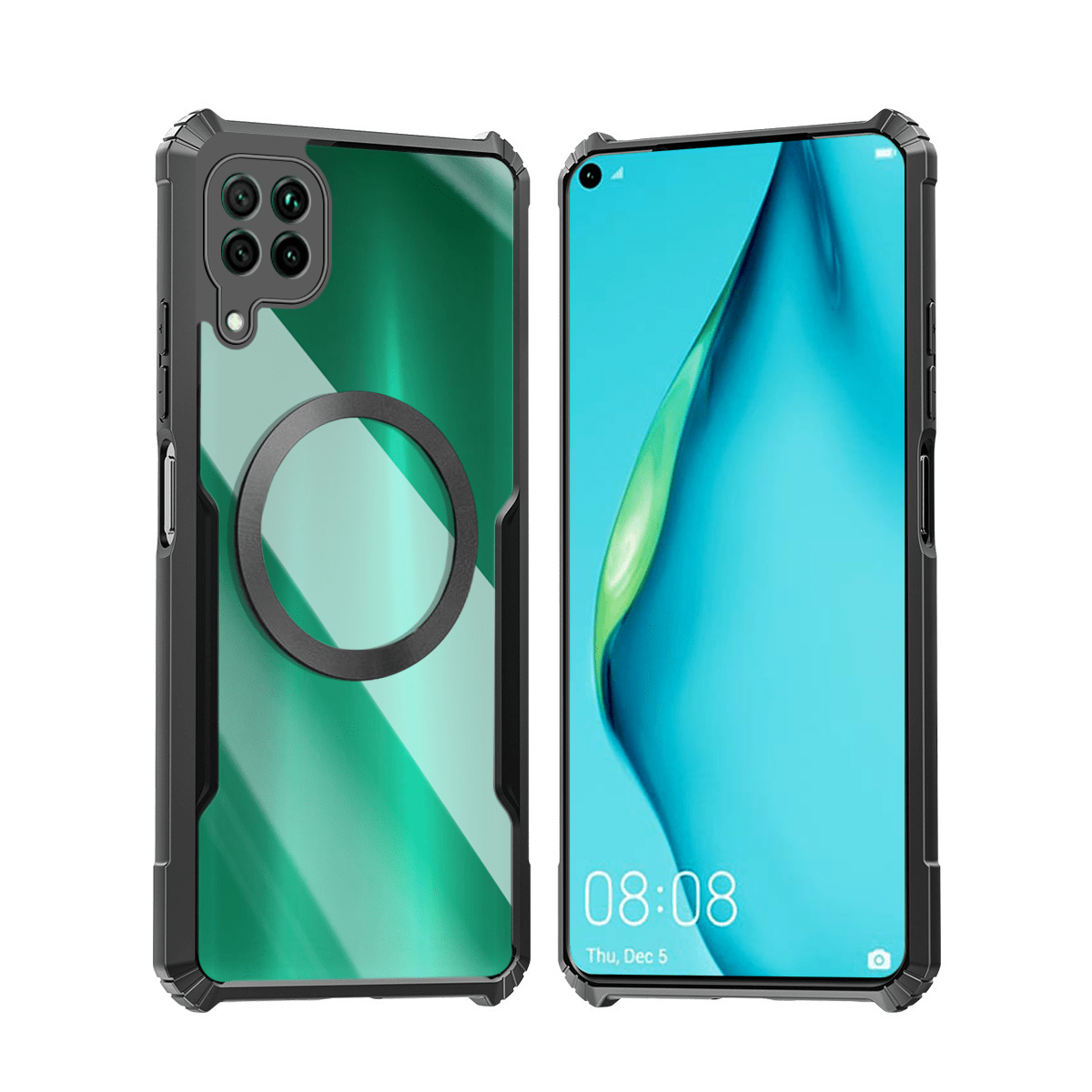TEMU Funda para teléfono: Compatible con Huawei P40 Lite 4G, fundas magnéticas, carcasa antigolpes, cubierta suave, trasera acrílica transparente,