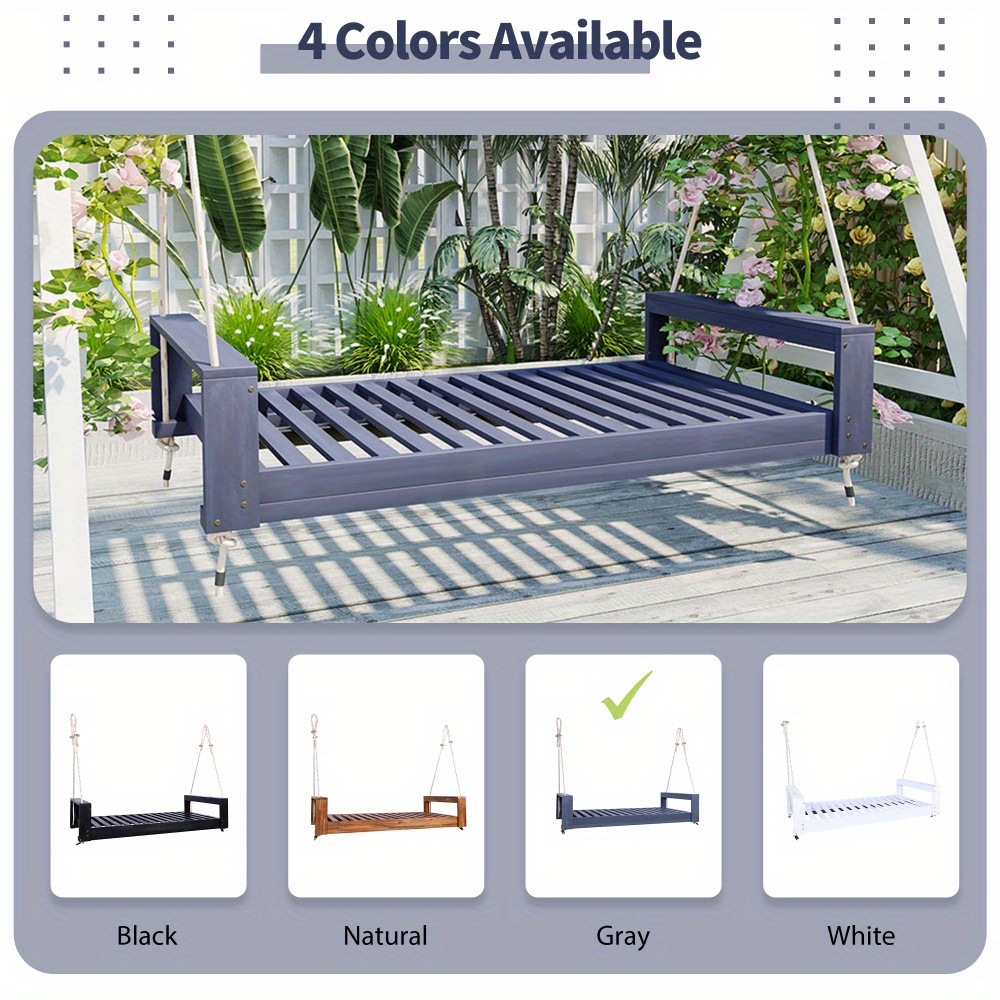 Garden seating. Swing chair. Double-sized porch swing bed seating set with hemp rope swing frame, suitable for gardens and backyards. Minimalist rustic style, ideal for courtyards and gardens. Mattress sold separately.