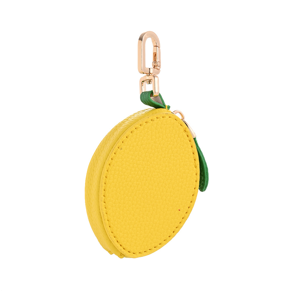 1pc 65x60mm Pu Leather Zipper Pouch Keychain - Wallet Making Supplies, Fruit-shaped Lightweight Keychain, Suitable For Diy Backpack Keychain And Coin Storage, Diy Wallet Making