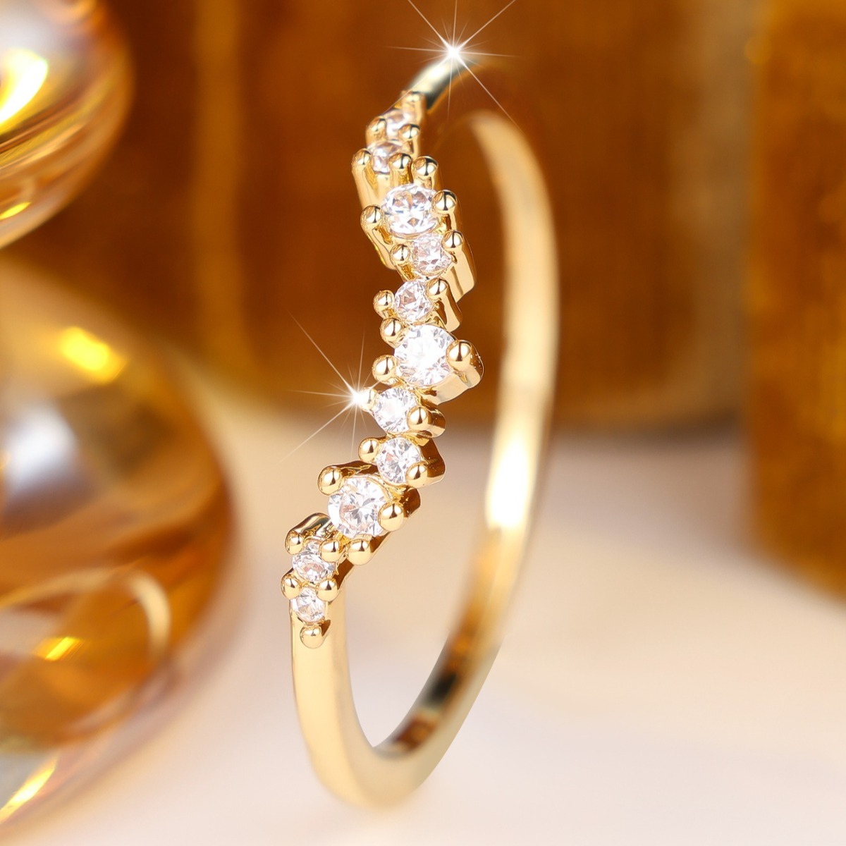 Men's Wavy Stackable Ring with Synthetic Cubic Zirconia