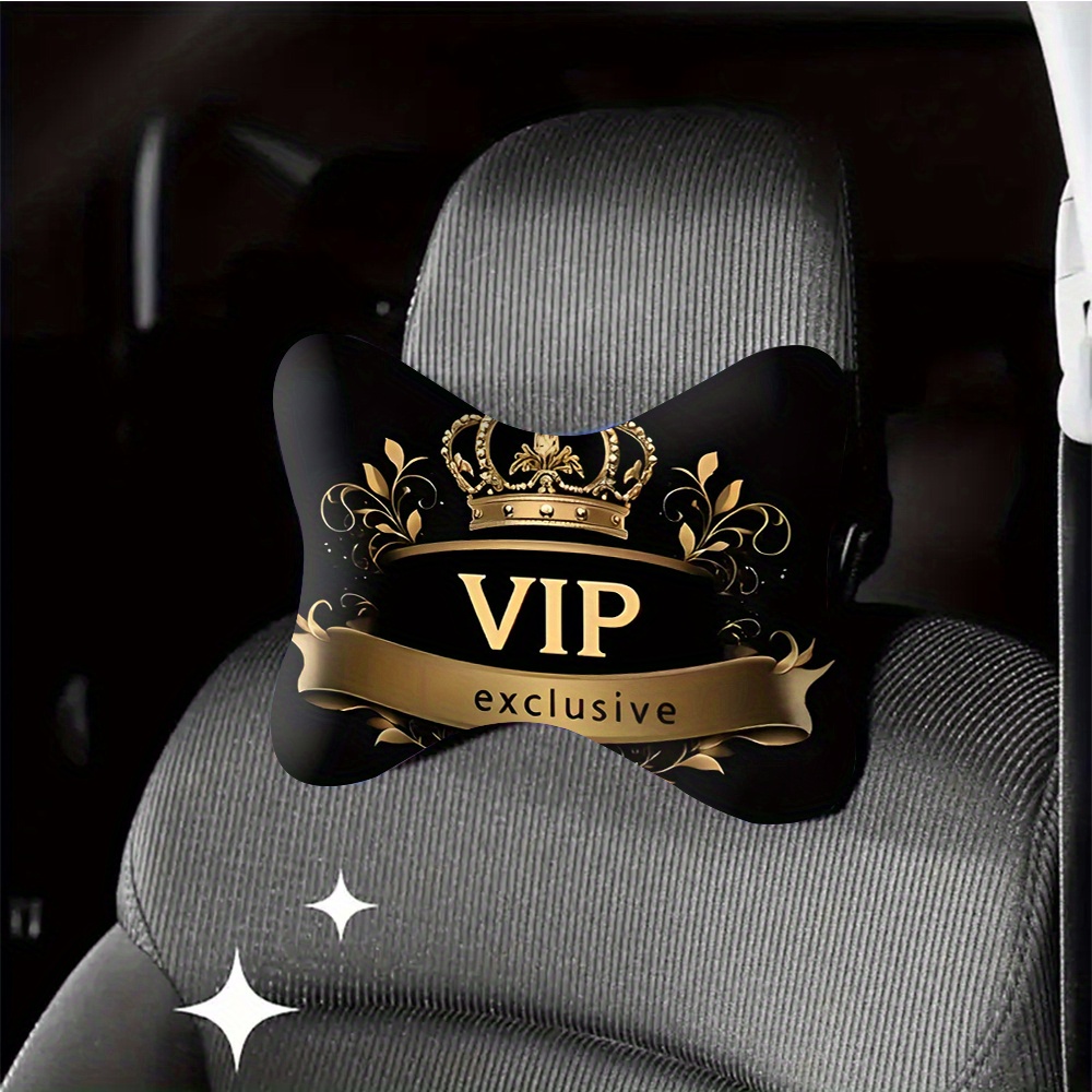 Image of 1pc-vip , Cover, Breathable Detachable Neck Rest For , Stylish Interior Decor, Neck Pillow For Car, Comfortable Travel Accessory, Decorative Headrest, Soft Texture Cover.
