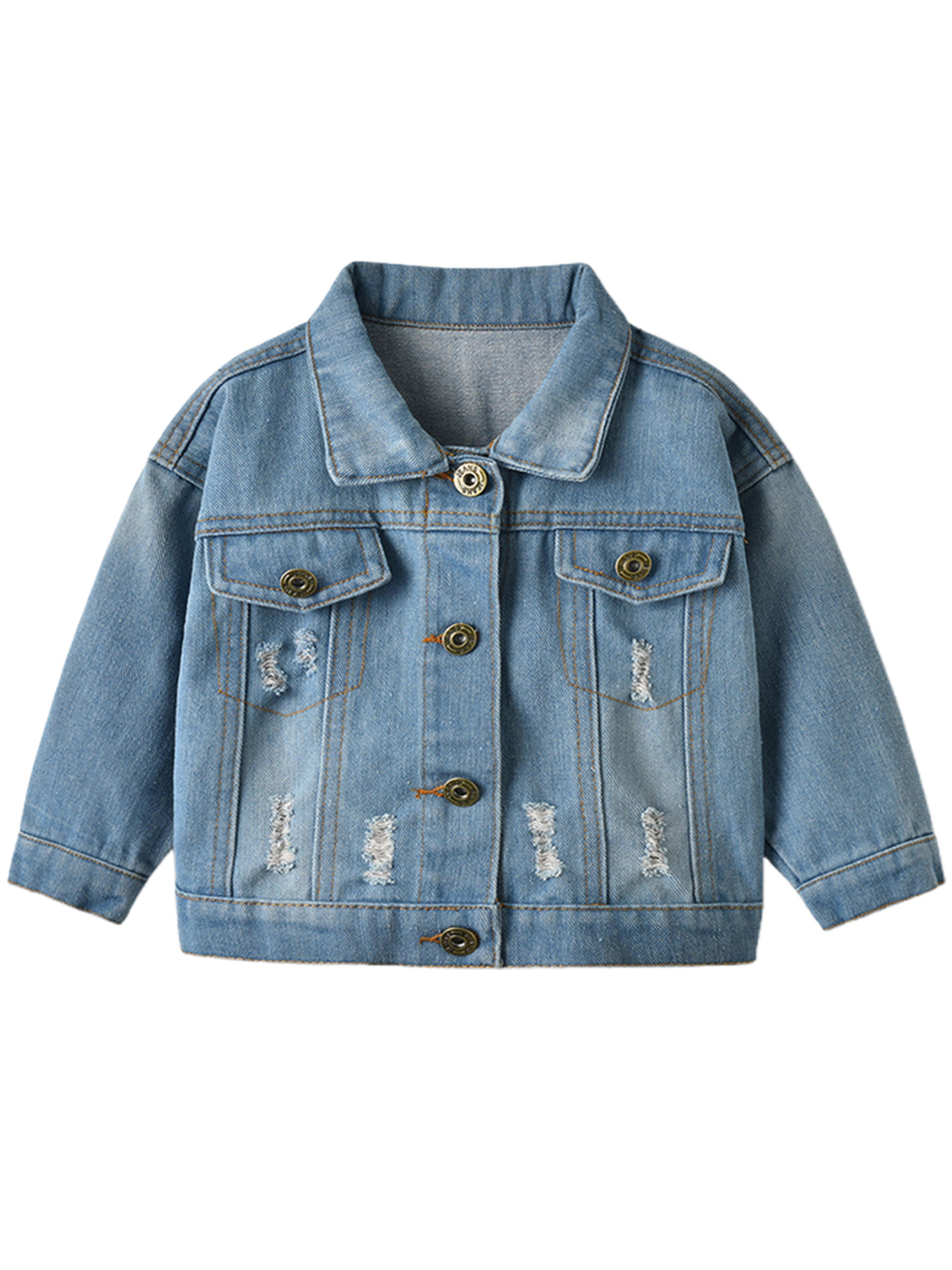 Toddler Jean Jacket Little Girls' Basic Denim Jacket,Back To