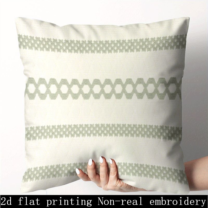 TEMU de almohada 2D - Una sola pieza, tela con de rayas verdes, 18*18 pulgadas/45*, impresión 2D de un solo , con cremallera, fibra de poliéster