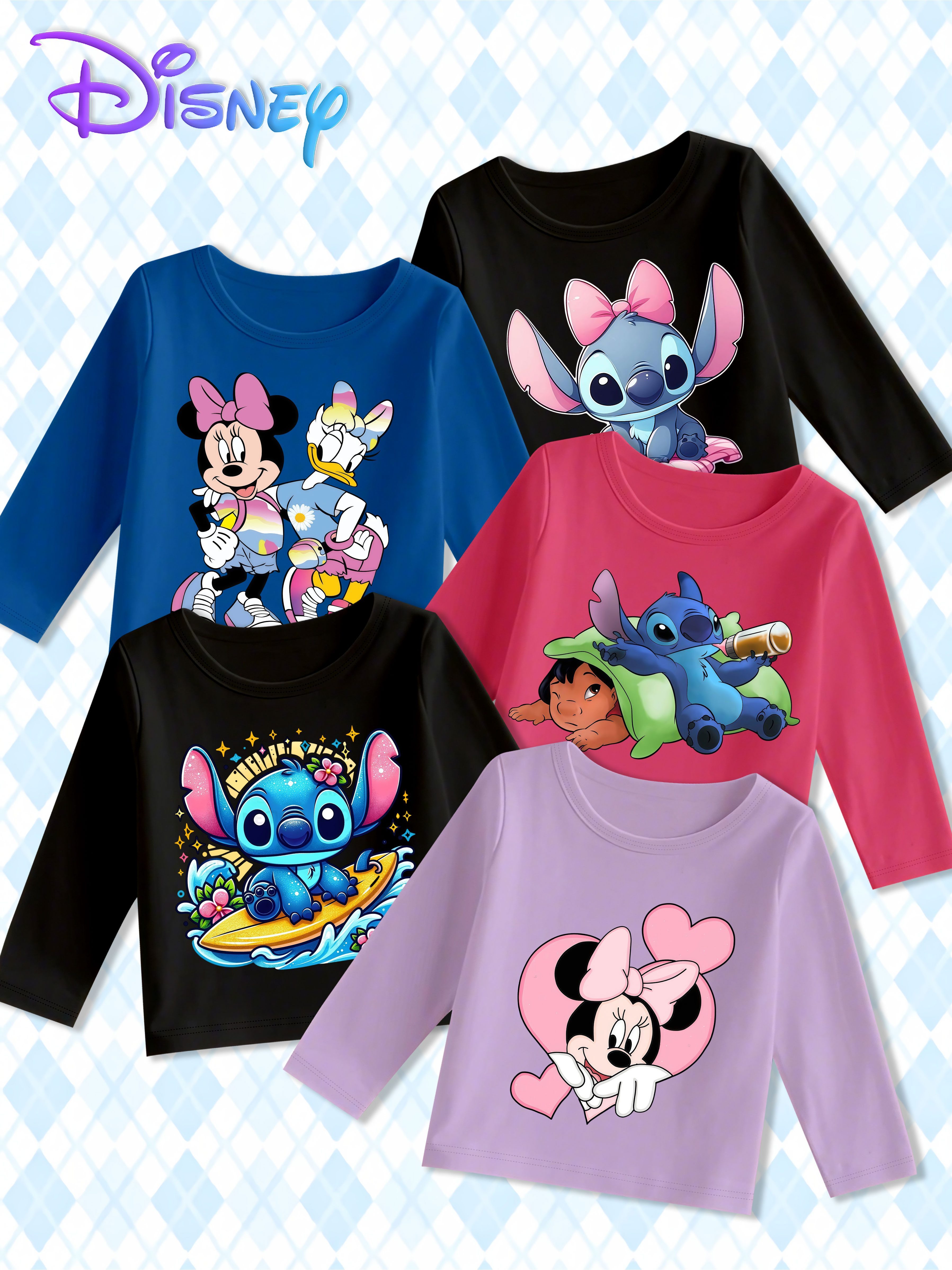 dc2ce0e1062344c091e6684172daf7cd-goods.jpeg 5-delige Stitch, Minnie Mouse & Daisy Lange Mouwen T-Shirts