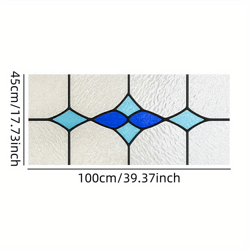 TEMU 1pc Modern Geometric Stained Glass Window Film, 2d Flat Colorful Pvc Decal, Privacy Protection, -on For Living Room, Bedroom, Kitchen, Bathroom,