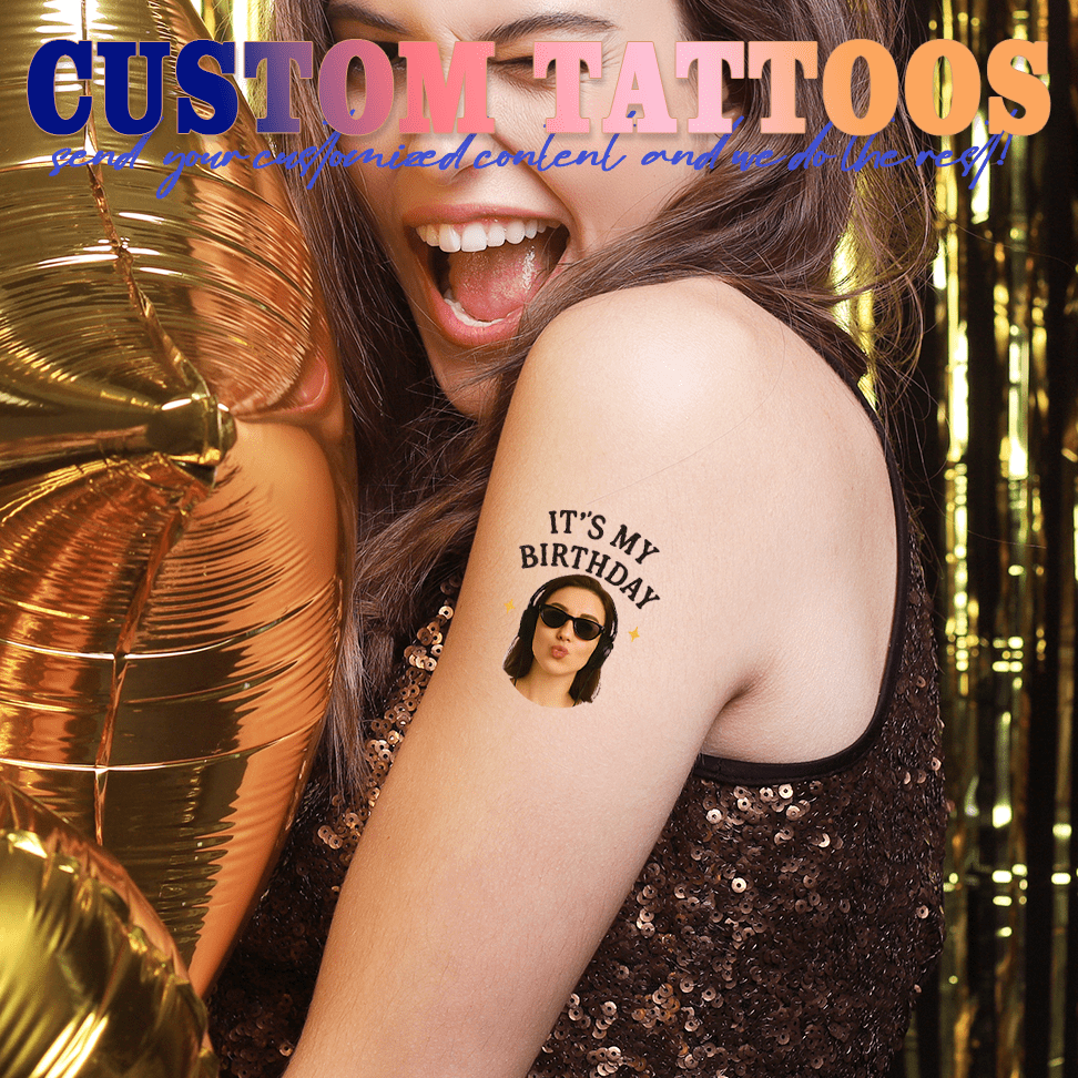 TEMU 16pcs Custom Tattoo Stickers, For Photos, Personalized Glasses And Headphone Decoration, Birthday Gift. Cute And , Very Suitable For Birthday