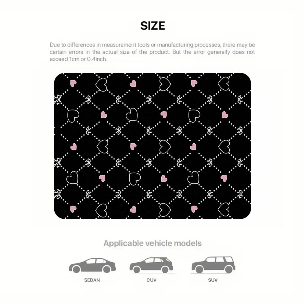TEMU 1pc, Love Heart Checkered Pattern Printed Car Trunk Mat - Fashion Polyester Fiber Cargo Liner, Suitable For Trucks, Cars, Suvs, Dogs,