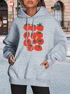 womens casual graphic print hooded sweatshirt tomato leaf design relaxed fit drawstring hood machine washable able clothing cozy fabric everyday hoodie streetwear style durable construction long sleeve hoodie adults