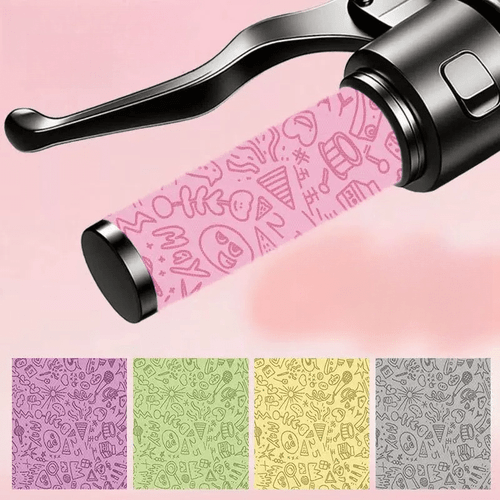 item picture 2pcs cute doodle pattern motorcycle handlebar grips waterproof vinyl motorcycle handlebar stickers suitable for universal motorcycle grips and bicycle grip decoration