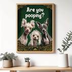 1pc funny dog poster are you pooping wall art bathroom decor dog decor canvas 12x16 inch 2d