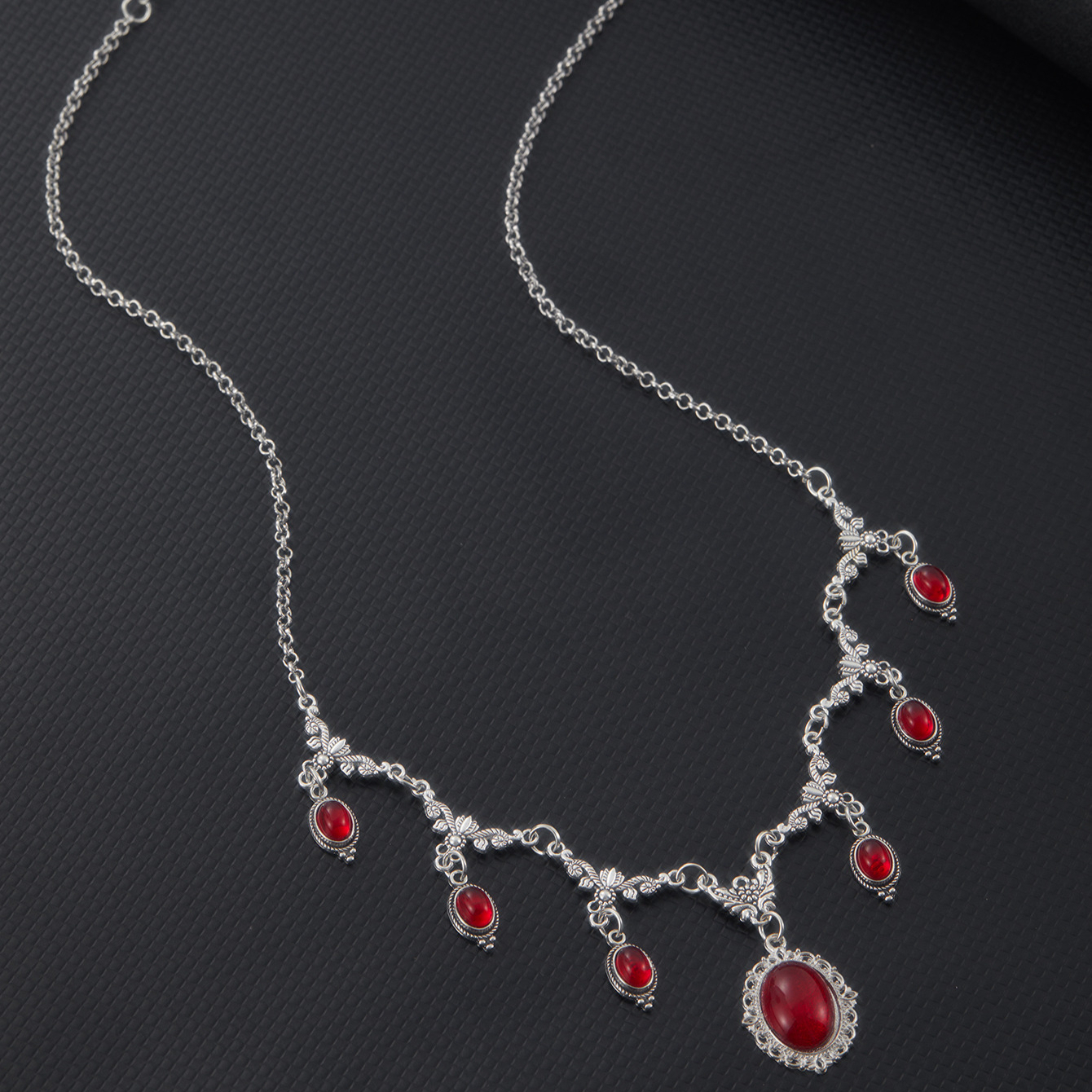 TEMU Retro Medieval Victorian Jewelry, Elegant Vampire Gothic Style, Red Synthetic Zirconia, As A Birthday Party Valentine's Day Gift For Her