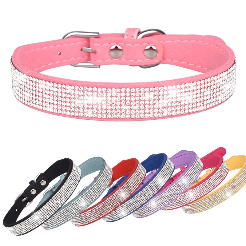 Customized Rhinestone Dog and Cat Collars with Name ID Tags
