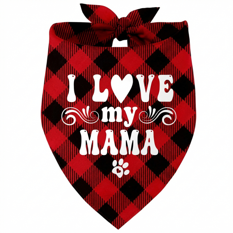 TEMU 1pc Pet Bandana With "love My Mama" Print, Pet Drool Towel, Universal For Dogs And Cats, Triangular Design, Adjustable Pet Scarf, Suitable For