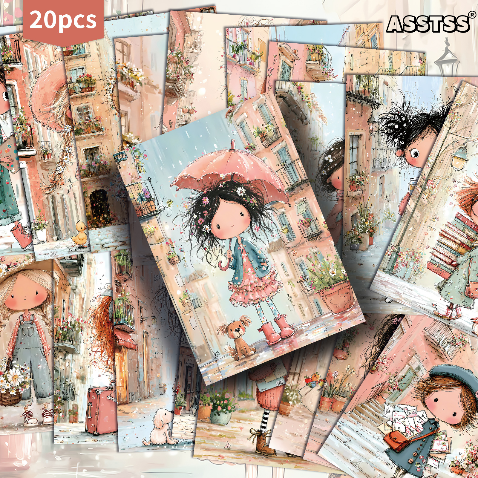 TEMU Set Of 20 Assorted Retro Pink Cartoon Girl Gift Cards Measuring 4x6 Inches, Featuring Classic Pinup Illustrations Ideal For Scrapbooking And