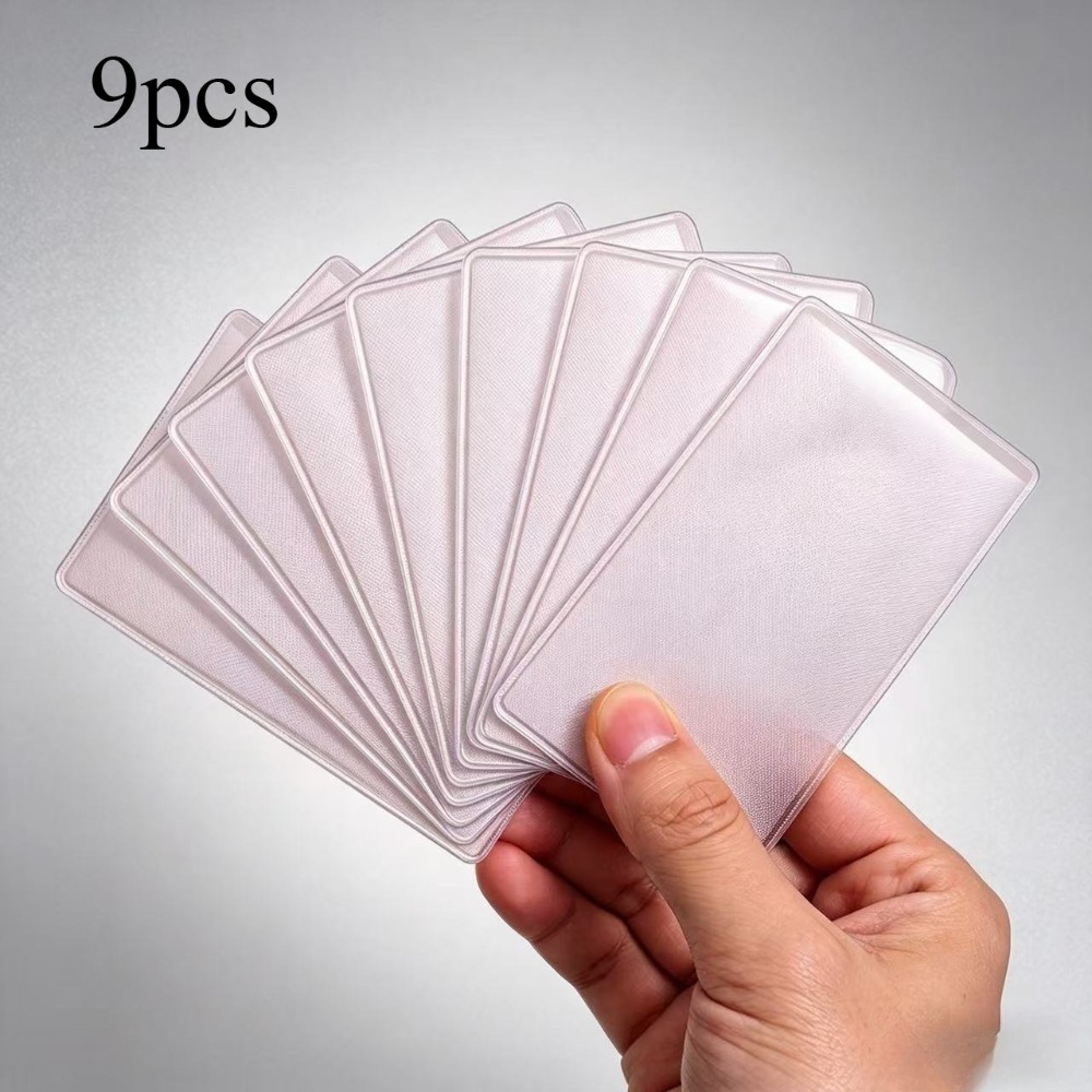 TEMU Protectores de documentos 2D de 9 piezas, material de PVC resistente a los arañazos, universales para tarjetas de identificación y tarjetas