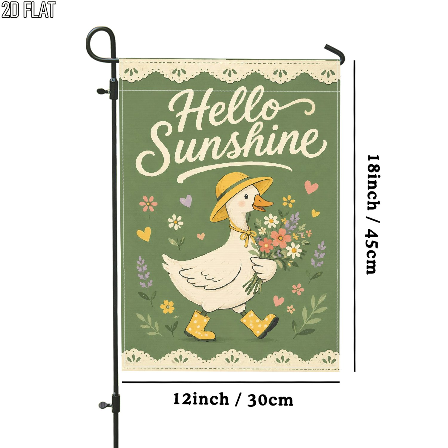 TEMU 2d Flat - 2d Flat - 2d Flat 1pc Outdoor Garden Flag Spring Duck Yellow Double-sided Flag Porch Decoration For Garden Outside Yard Decoration