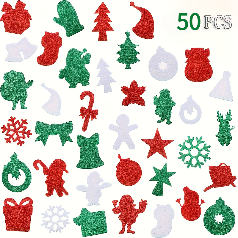 TEMU 50pcs Of Christmas Theme Stickers, Random Christmas Theme Stickers, Santa Claus, Bells, Snowflakes, Christmas Party Decoration Handicrafts.