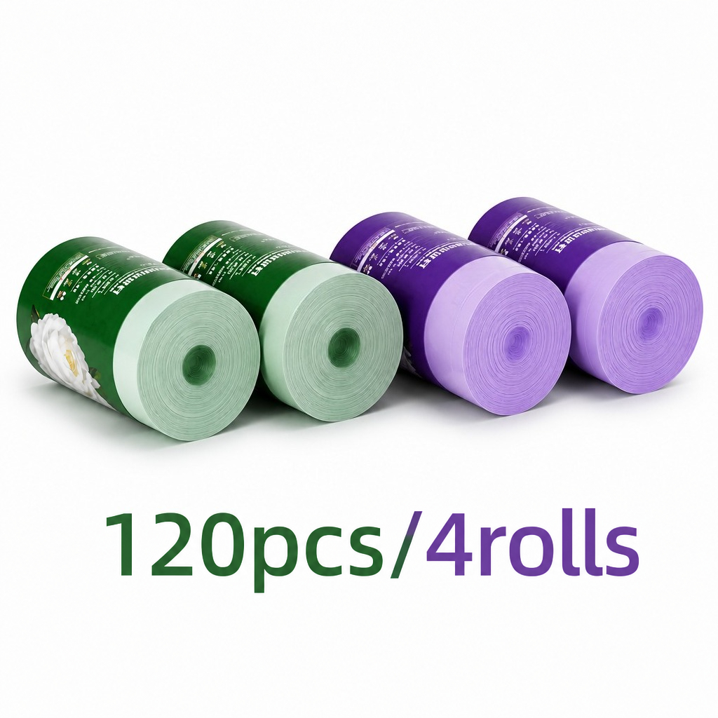 TEMU 4 Rolls/120 Extra Thick Drawstring Scented Trash Bags, Lavender + Camellia Scent, Large Size, Thickened, Tear-resistant, Handheld Garbage Bags,