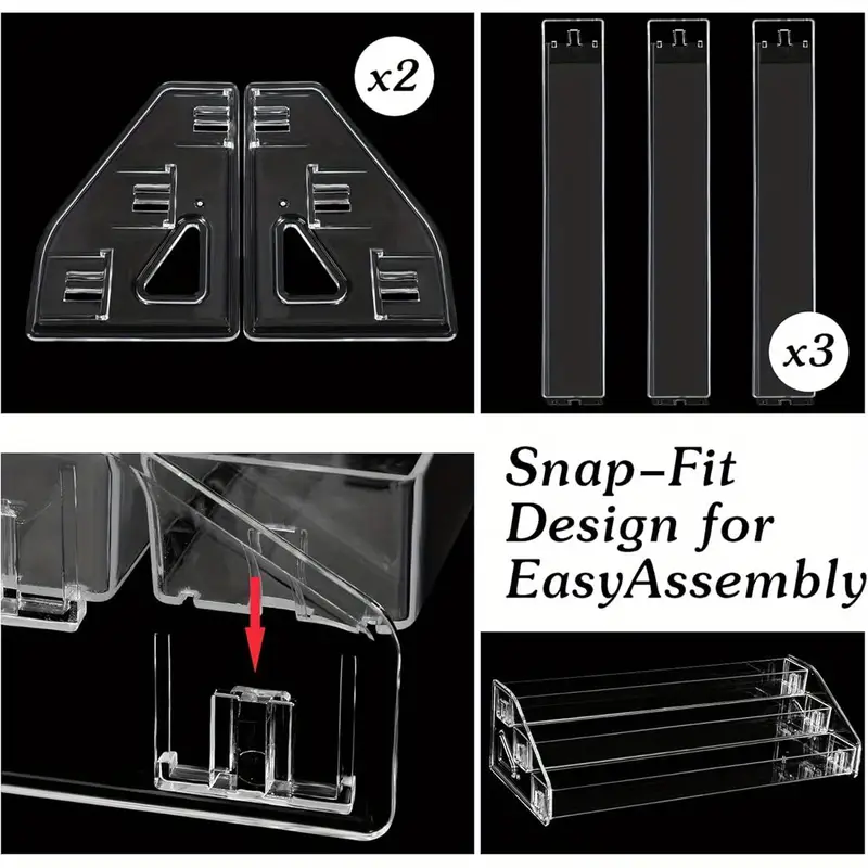 2pcs clear organizer space saving vertical storage for glasses fashion glasses nail polish essential oils makeup bathroom office no assembly needed easy insertion vanity accessory threelayer organizer acrylic material Product details 2