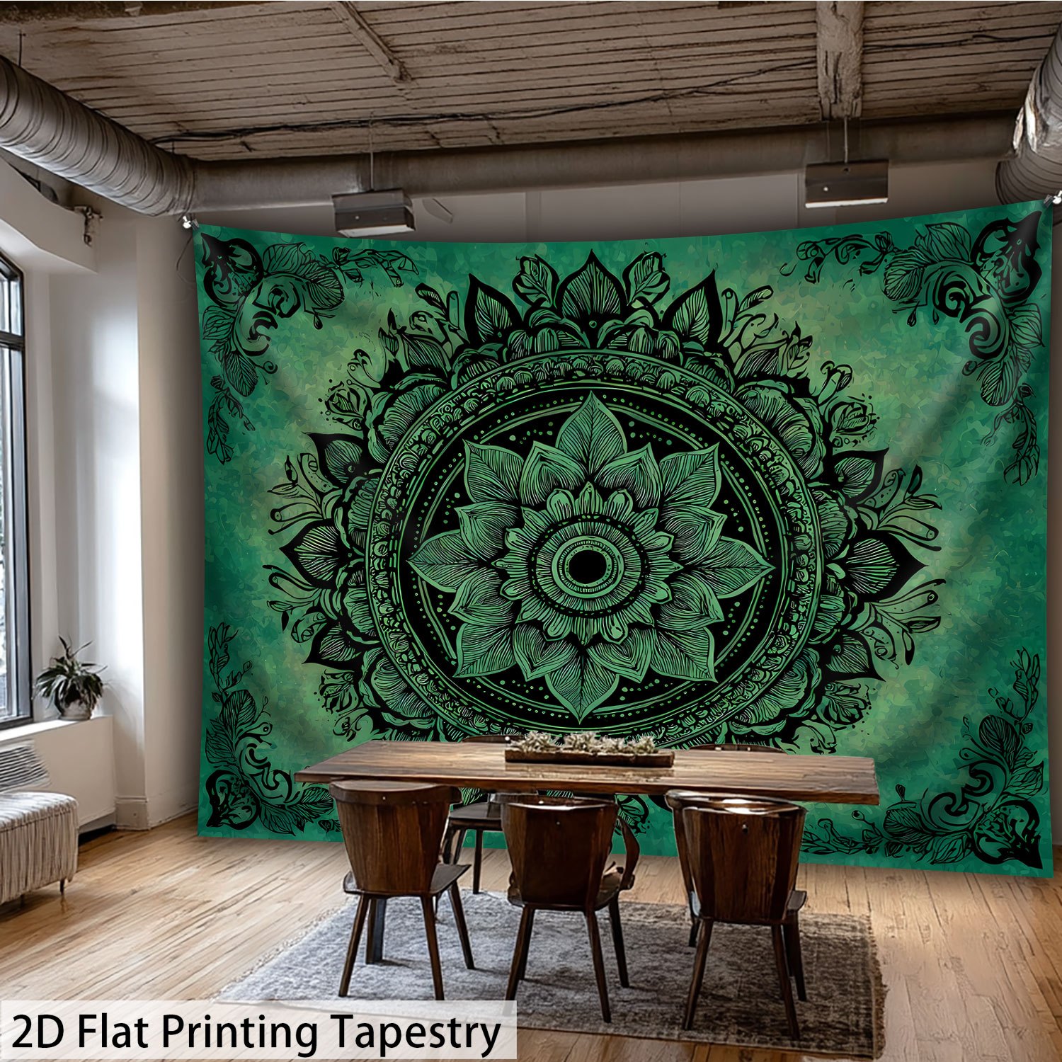 TEMU 2d Flat, [ 2d Flat Printing] 1pc- Retro Mandala Pattern Ethnic Bohemian Style-ultra Large Size- Hd Digital Printing Huge Tapestry- Polyester-