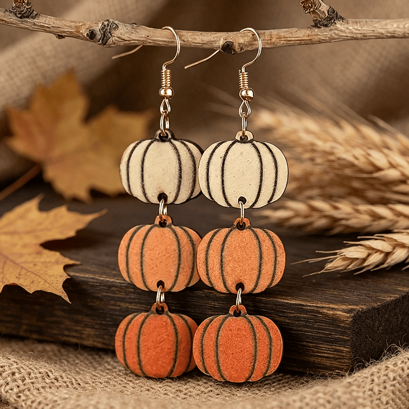 Thanksgiving Creative Polka Dot Pumpkin Water Drop Earrings