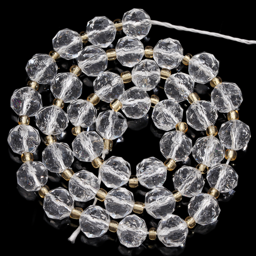 TEMU Perline Sciolte da 8mm in Quarzo Incrinato a sfaccettatura, 35-39 pz, per Creazione Gioielli, Braccialetti, Collane, Accessori