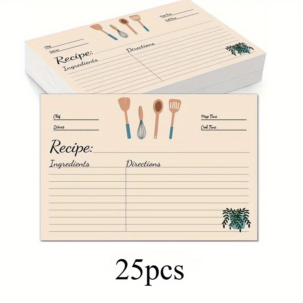 TEMU Recipe Cards Available In Packs Of 25, 50, Or 100, Suitable For Recipe Books, Recipe Boxes, And Recipe Binders