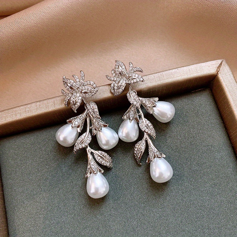 TEMU A Pair Of Luxurious And And Leaf Tassel Earrings, An Exquisite And Style, Are Suitable For Ball, Banquet And Party Dress Accessories, As Well As