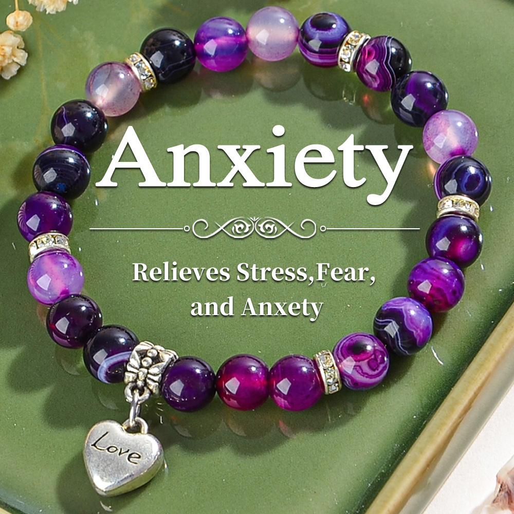amethyst 8mm natural stone bead bracelet relax balance fashionable daily wear