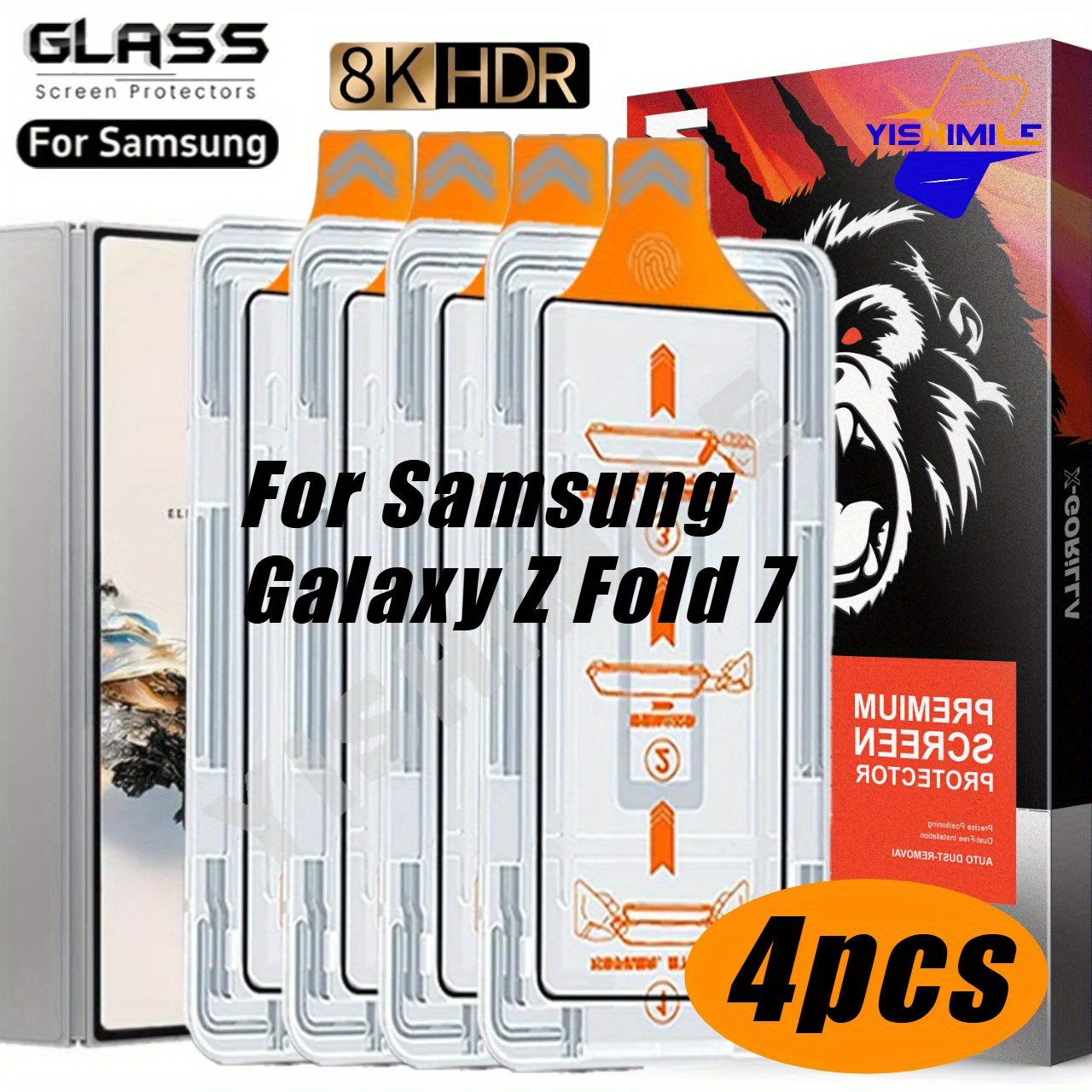TEMU Set Of 4 High-definition Clear Tempered Glass Screen Protectors For For Galaxy Z Fold 7/z Fold 6/z Fold 5, Featuring , , Popular, Stylish