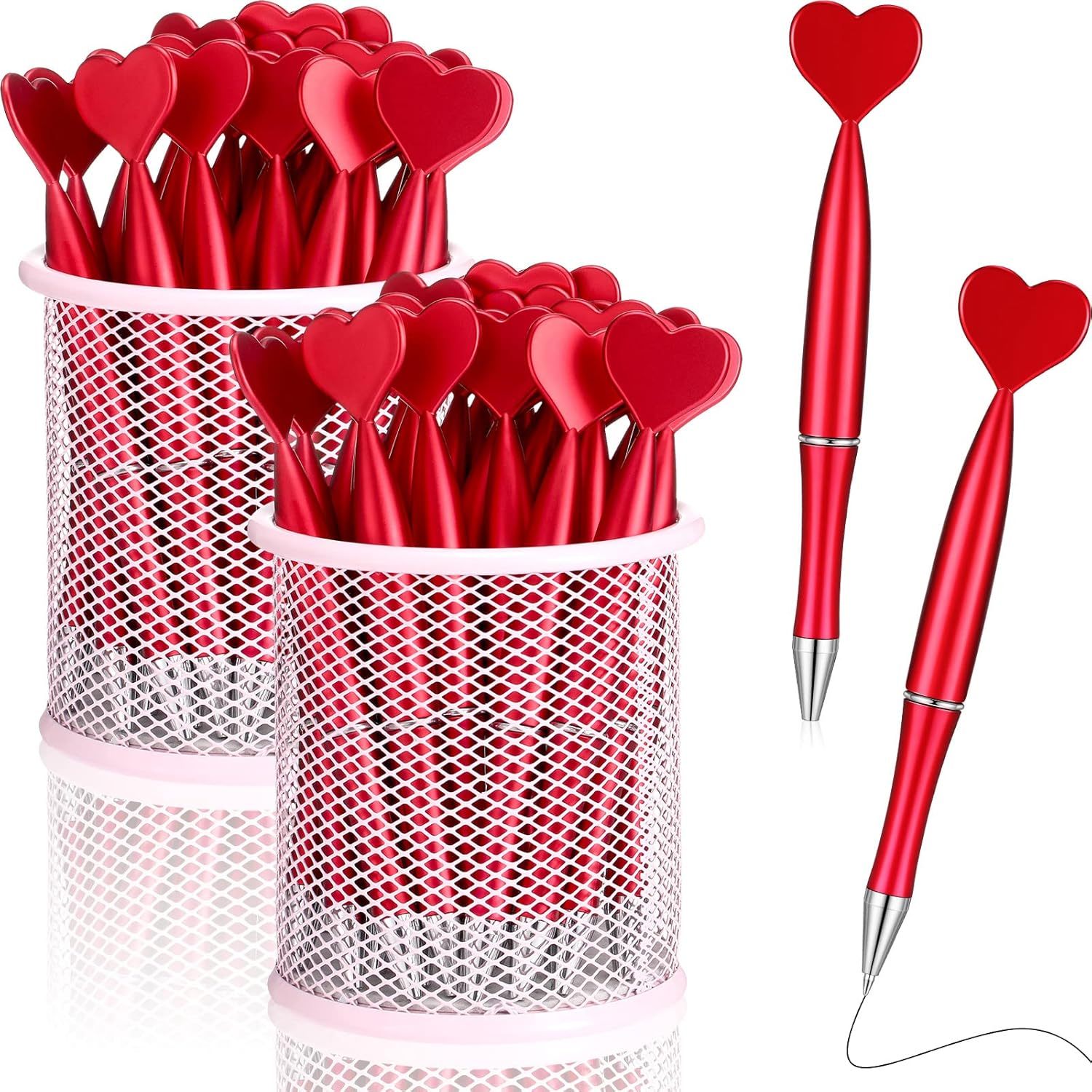 

1pc, 50pcs Valentine's Day Heart Shaped Pens Black Novelty Pens Valentine Party Favor Pens 1mm Heart Ballpoint Pens For Men Women Office Valentine's Day Wedding Party Supply