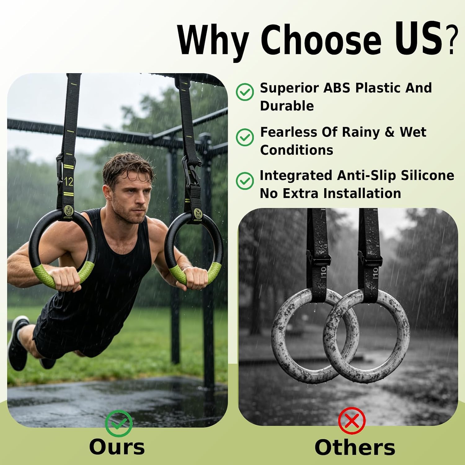 Temu quolix gymnastic rings 1300lbs with adjustable straps