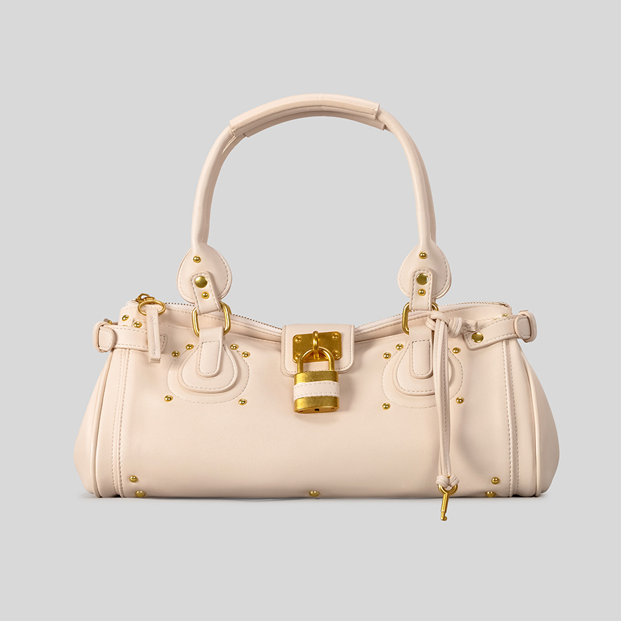 Image of Vintage Lock Tote Bag, New European Style, Handbag, Capacity With Metal , Shoulder Bag