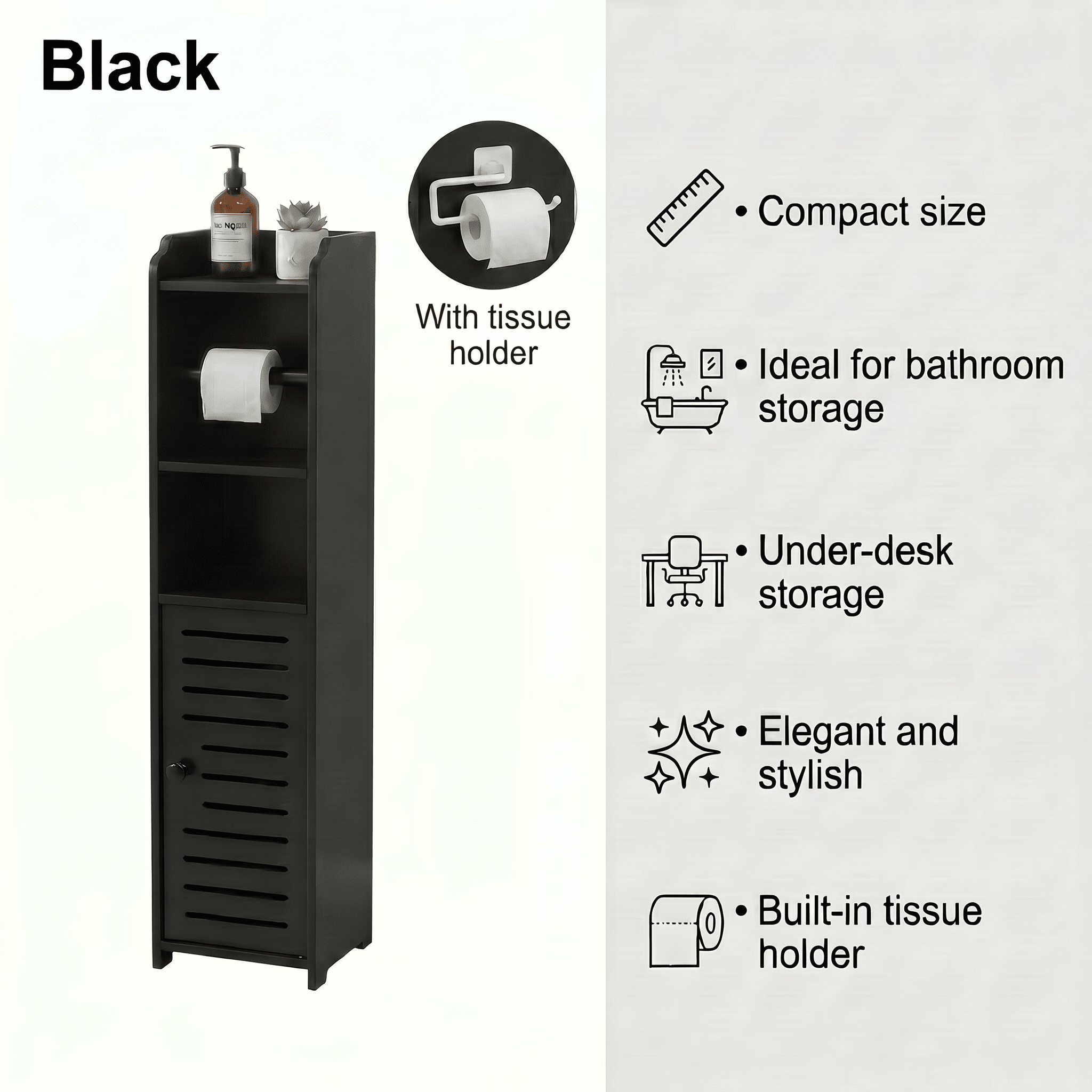 TEMU White/black/gray Slim Bathroom Organizer Rack, And Metal Storage Rack Perfect For Small Spaces In Settings, Includes A Bathroom Storage Cabinet
