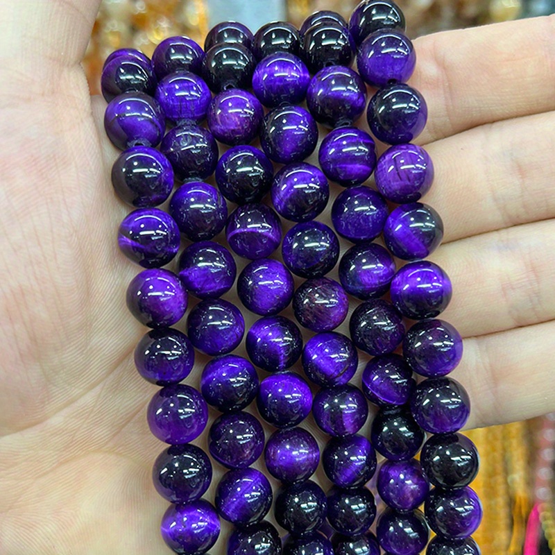 Natural Stone Purple Tiger Eye Smooth Beads Earring Necklace Materials 15 Inches Wholesale 6/8/10mm