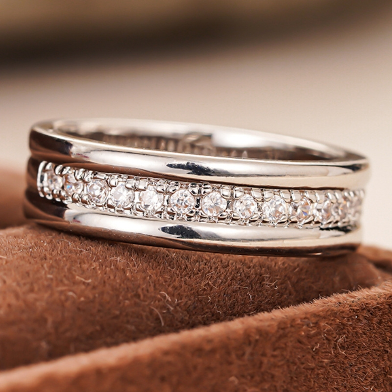 Simple Synthetic Cubic Zirconia Eternity Ring, Elegant Gift