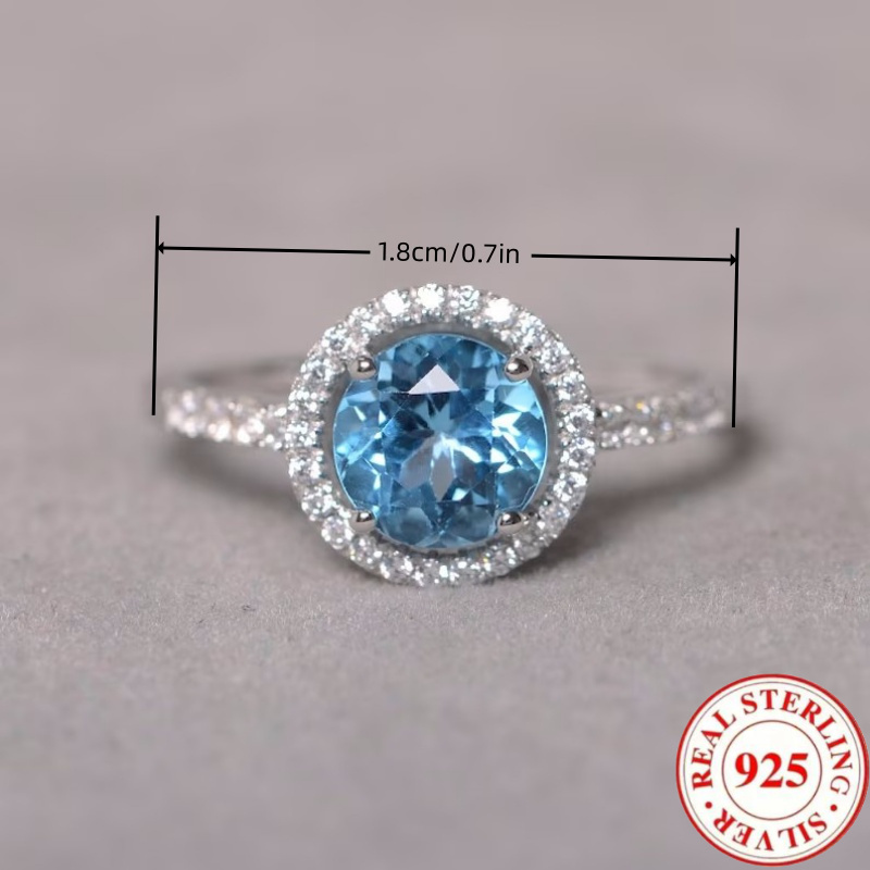 925 Sterling Silver Round Geometric Women's Ring for Party Engagement Gift