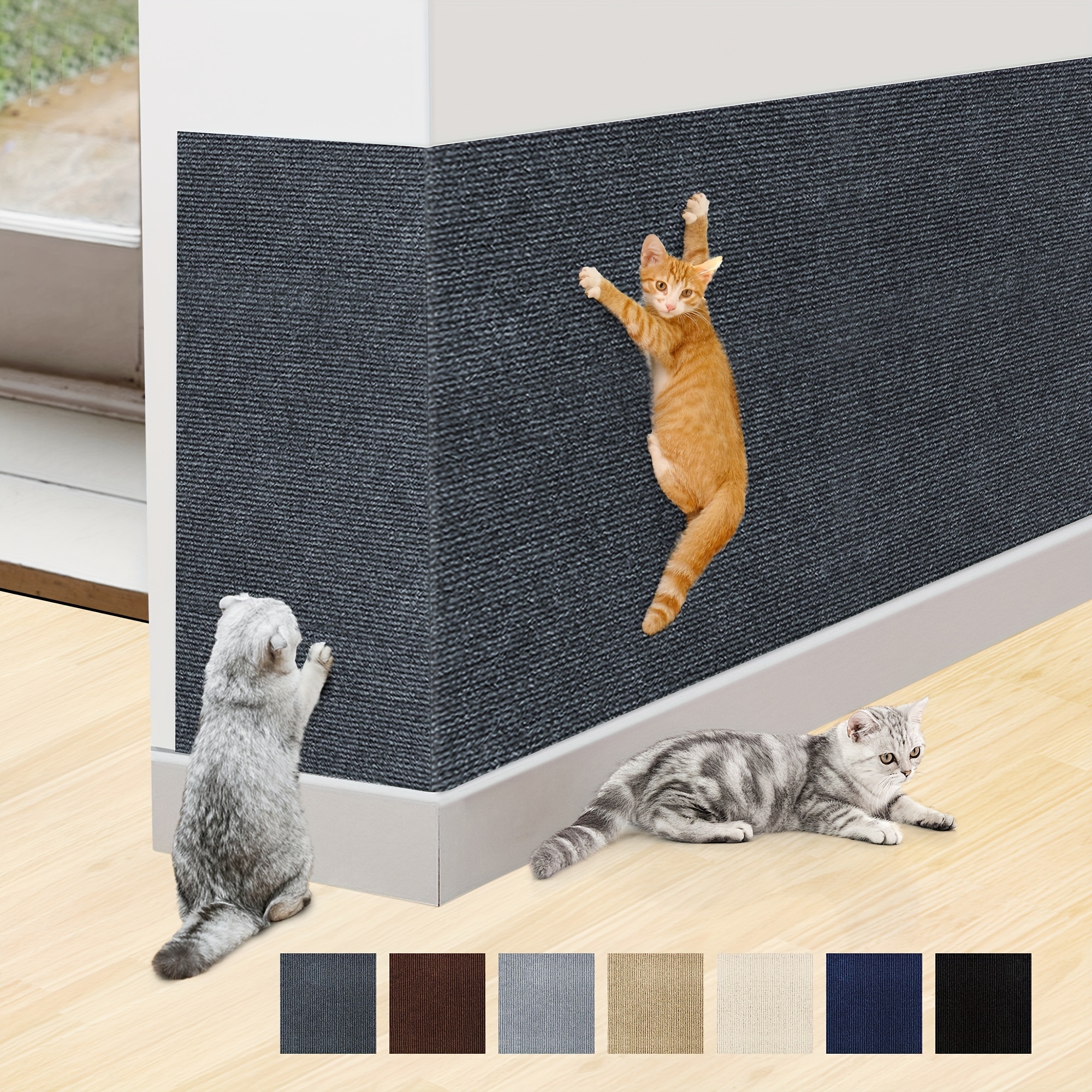 

Cat Scratching Pad - Self-adhesive, Polyester Felt Mat For Walls & Furniture, -resistant, Ideal For Cats - In Gray, Brown, Navy Blue, Accessory| Options|soft Texture Mat, Cat Scratcher